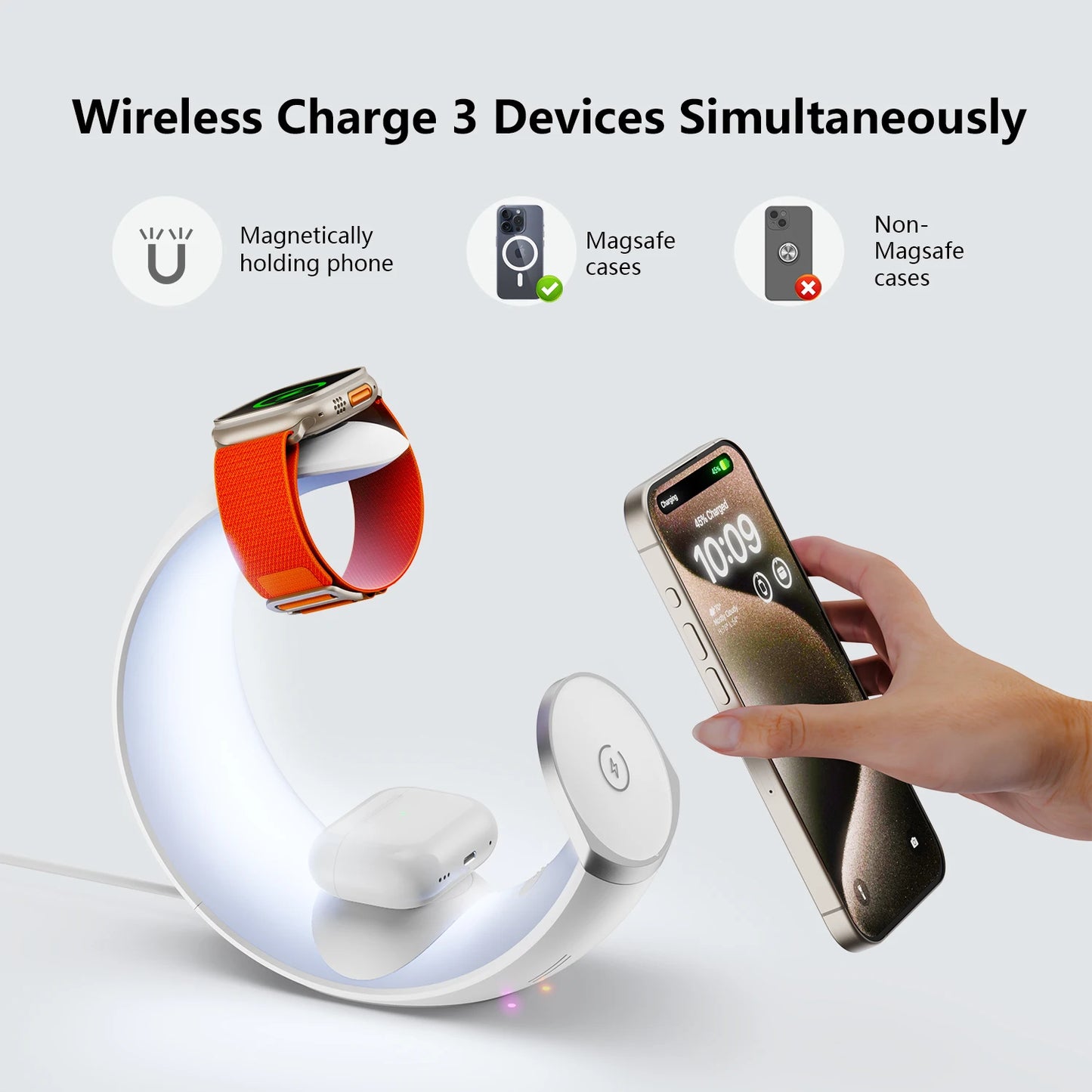 Moon Wireless Charger Air Pods Apple Watch  Phone Holder