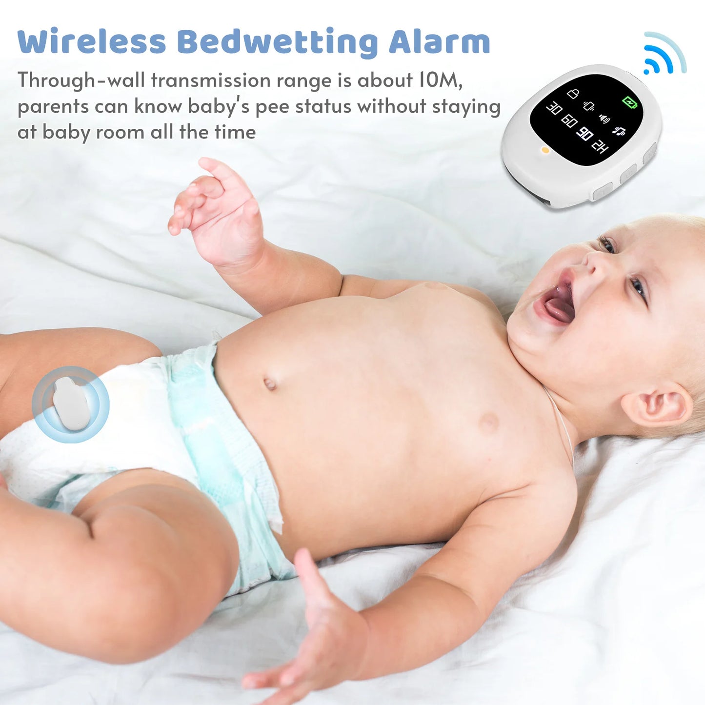 Wireless Bedwetting Alarm with Wristband for Adults and Kids