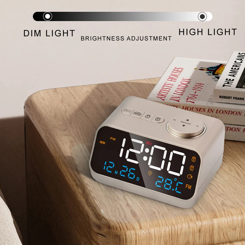 Modern FM Radio LED Alarm Clock for Bedside Wake Up